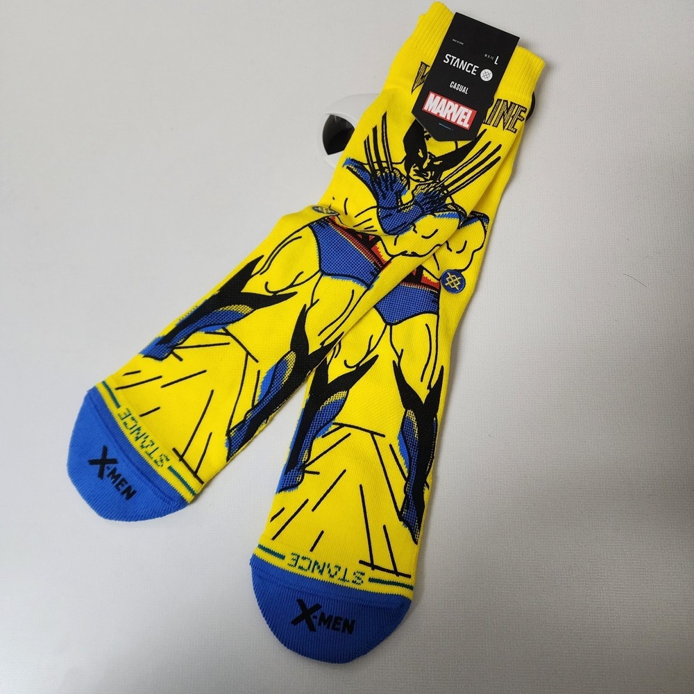 Marvel X Stance Yellow Sz Large Crew Socks - Wolverine NWT Mens 9-13